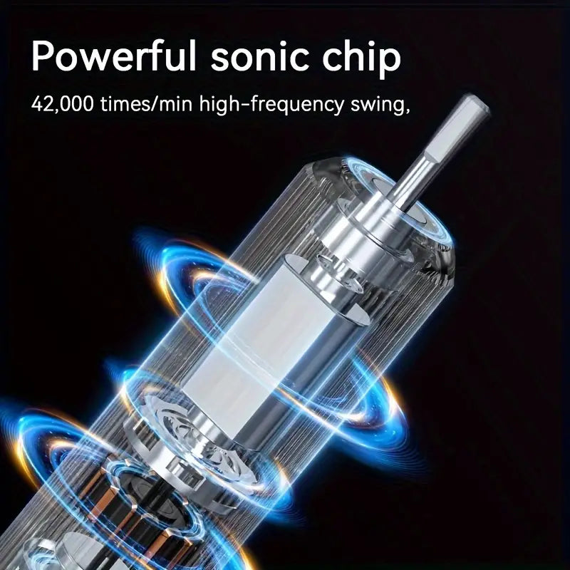 Smart Electric Toothbrush with Pressure Sensor – 6 Brush Heads, 5 Cleaning Modes, 90-Day Charge, USB Rechargeable